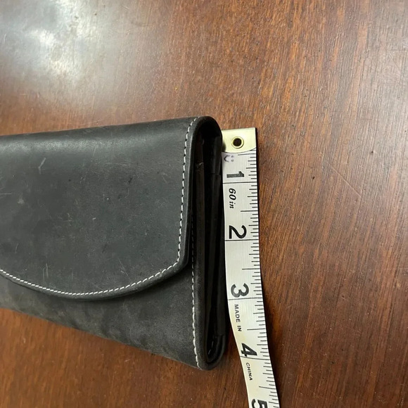 RFID Womens Dar Gray Soft Leather Bi Fold Wallet Snap Closure Card Slots Classic - Picture 11 of 11